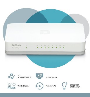 SWITCH D-LINK DE 8 PUERTOS 10/100/1000 DGS-1008A GIGA