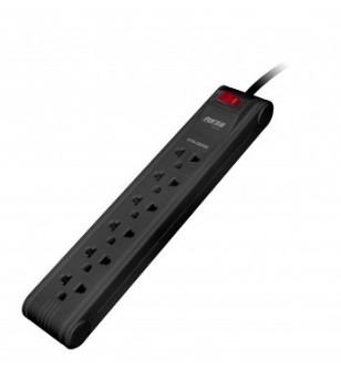 REGLETA FORZA DE 6 TOMAS  NEGRO 220V | FPS-005B